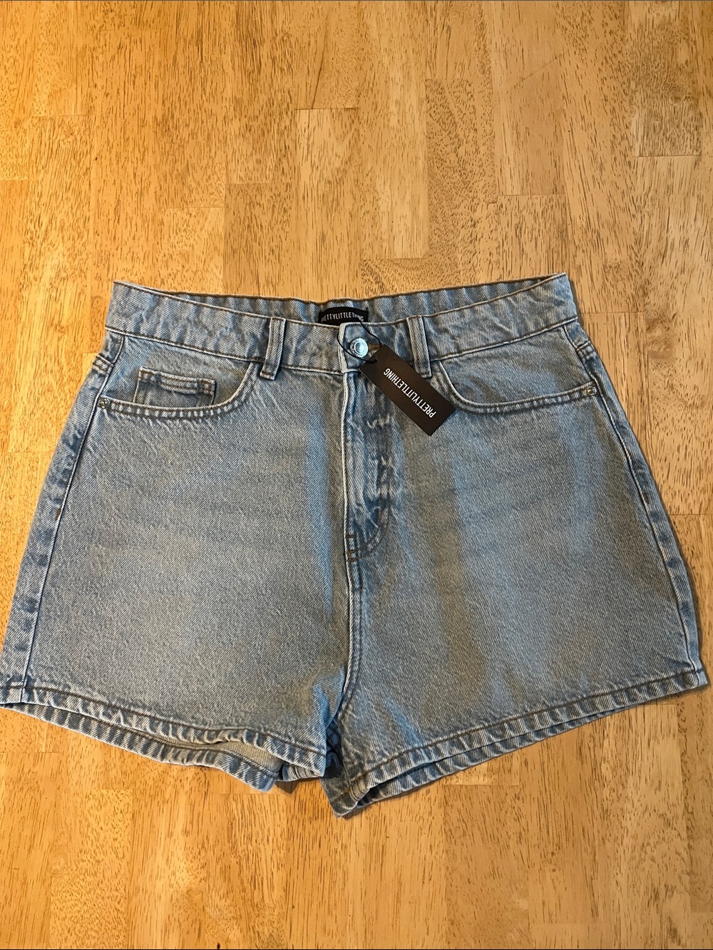 PrettyLittleThing Light Blue High Waist Denim Shorts